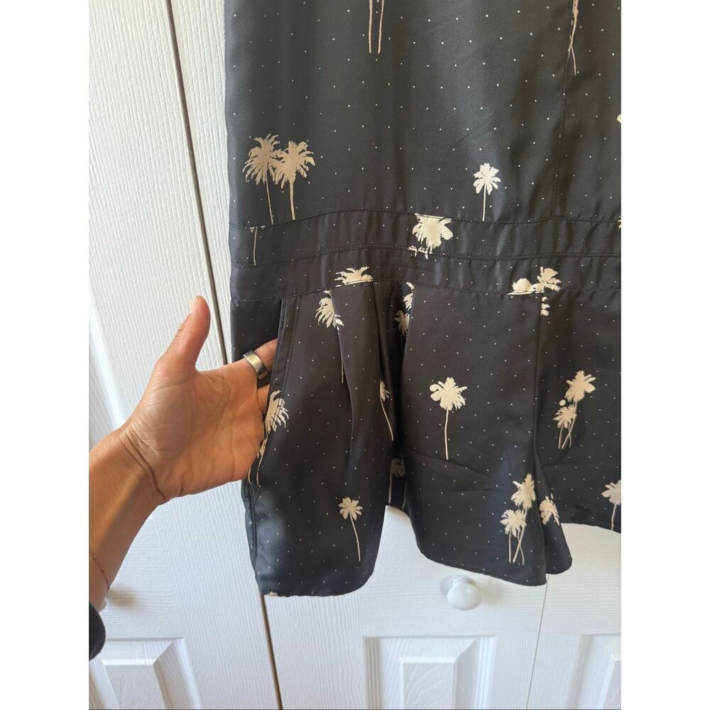 Rag and Bone 2 Dune Silk V Neck Sleeveless Black Palm Tree Romper Jumpsuit - Picture 6 of 8